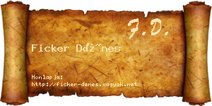 Ficker Dénes névjegykártya